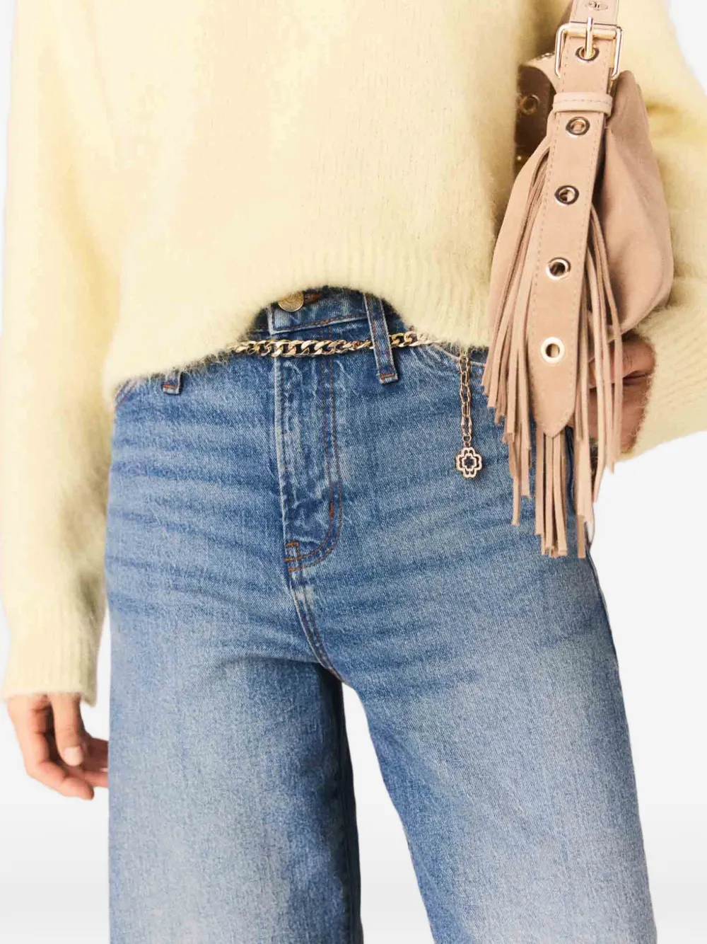 Maje Jeans met kettingriem en vervaagd effect Blauw