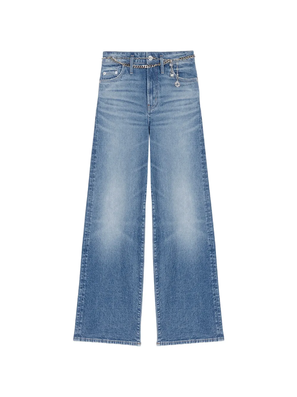 Maje chain-belt faded jeans - Blu