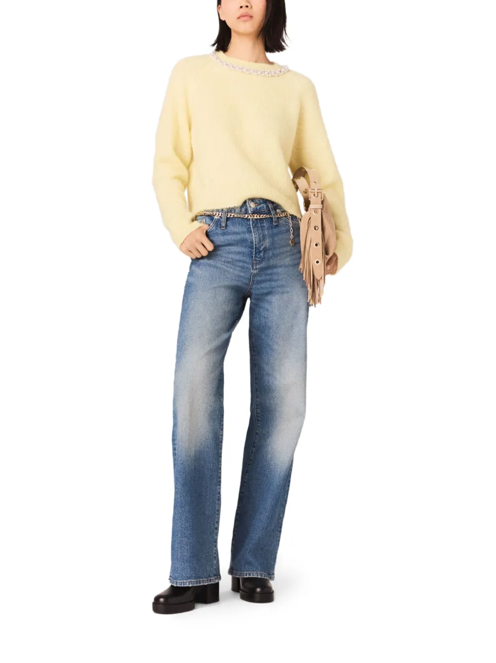 Maje Jeans met kettingriem en vervaagd effect Blauw