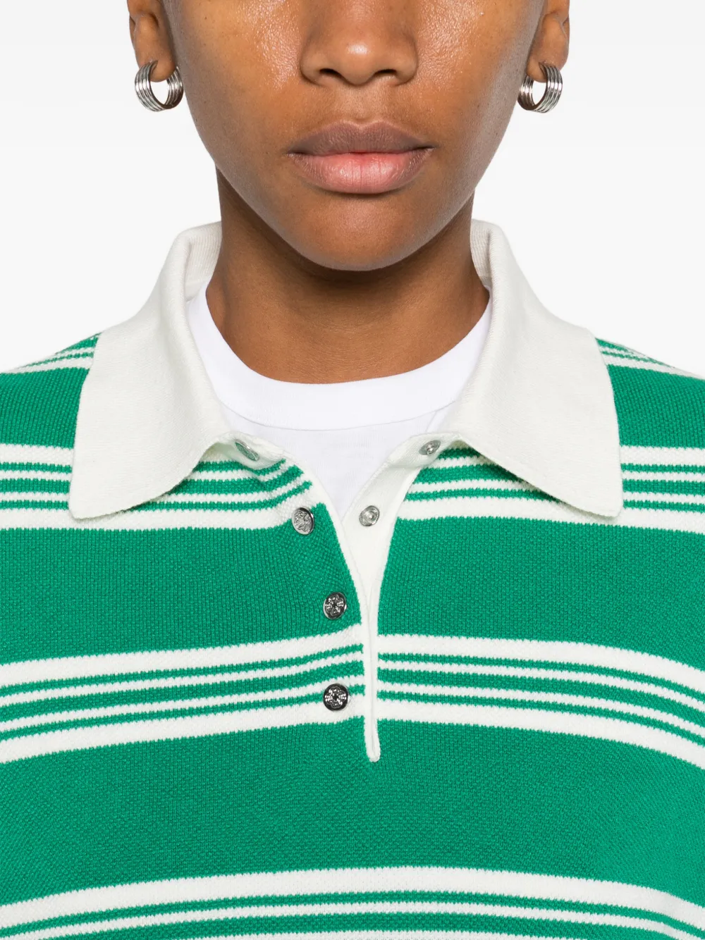 Maje Gestreepte polotop met lange mouwen Groen