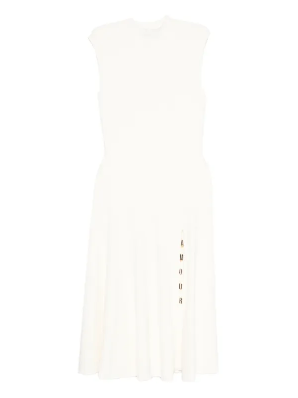 Maje Amour ribbed-knitted Midi Dress | White | FARFETCH