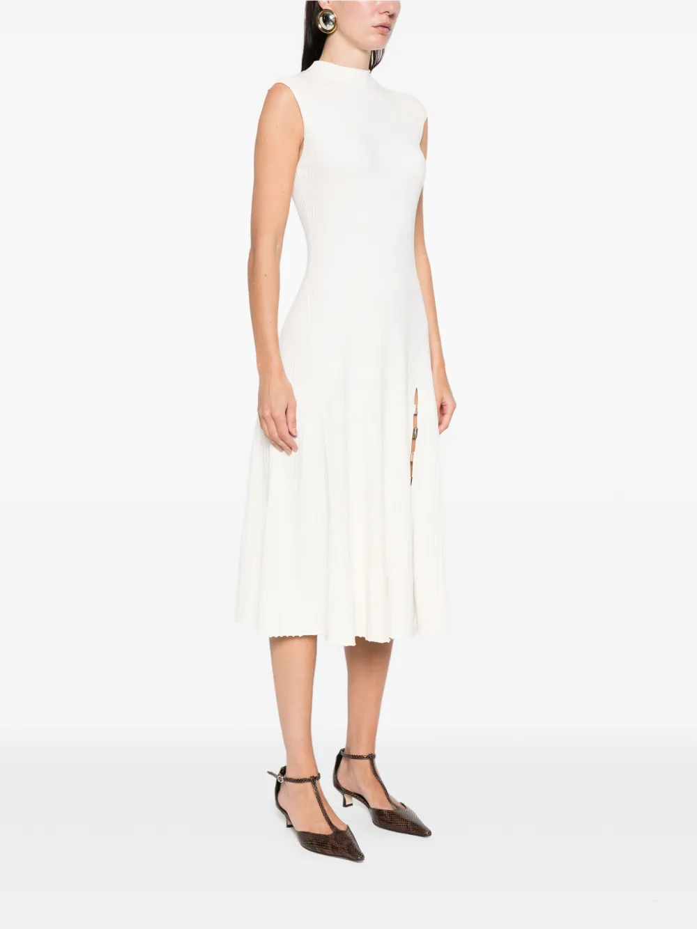 Maje Amour ribgebreide midi-jurk Wit