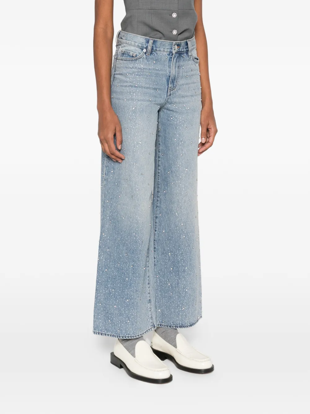 Maje Straight jeans verfraaid met kristallen Blauw