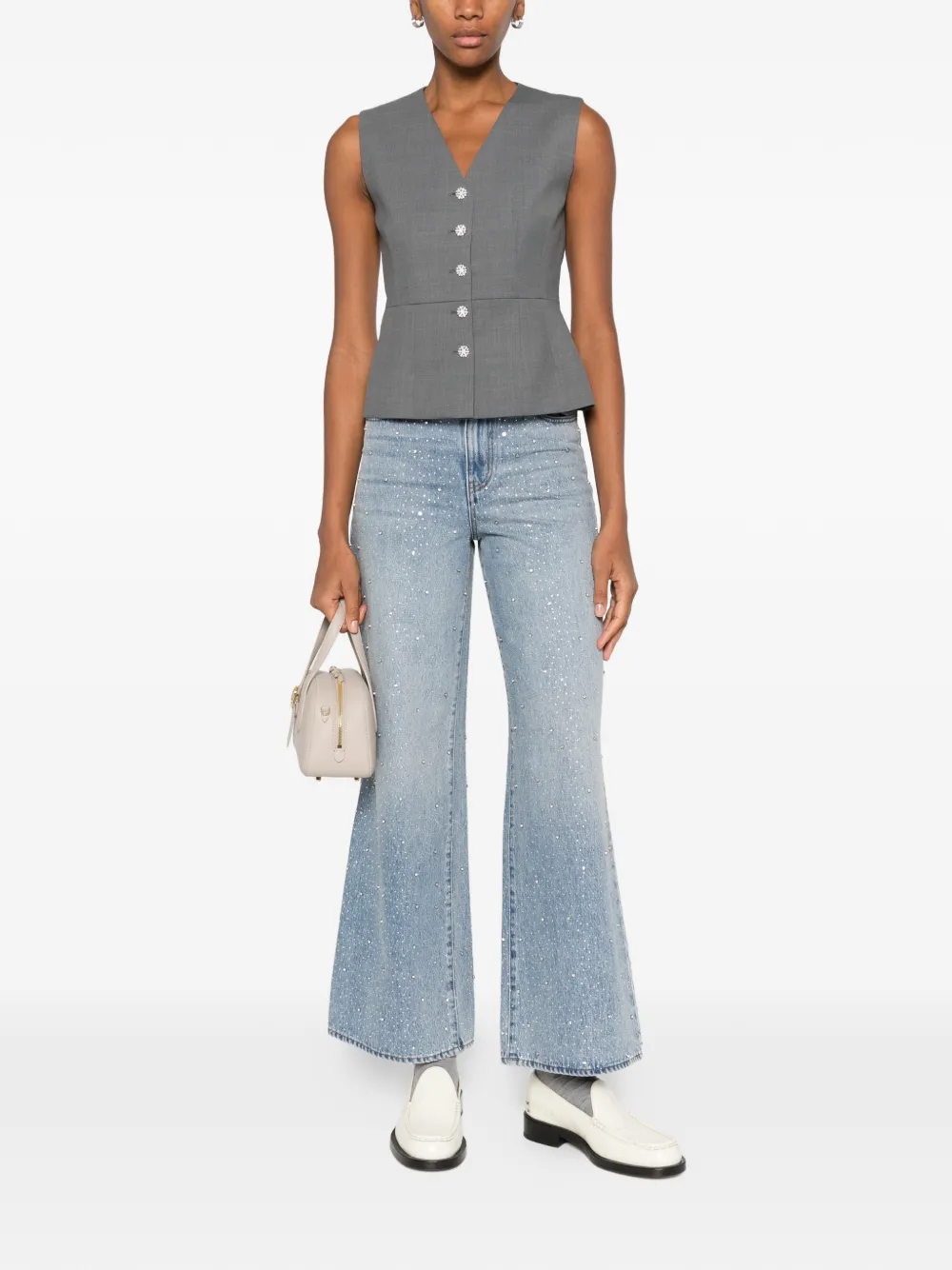 Maje Straight jeans verfraaid met kristallen - Blauw