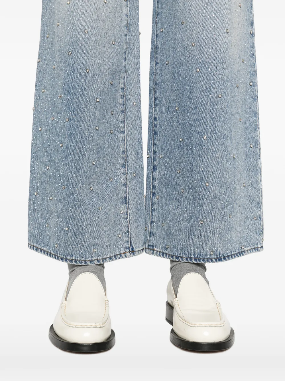 Maje Straight jeans verfraaid met kristallen Blauw