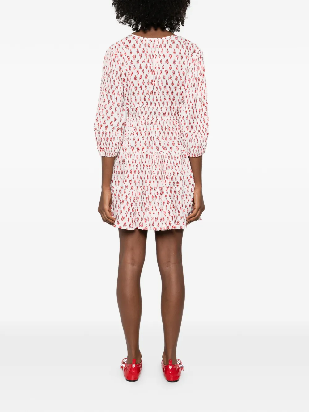Maje Mini-jurk met V-hals en bloemenprint Wit