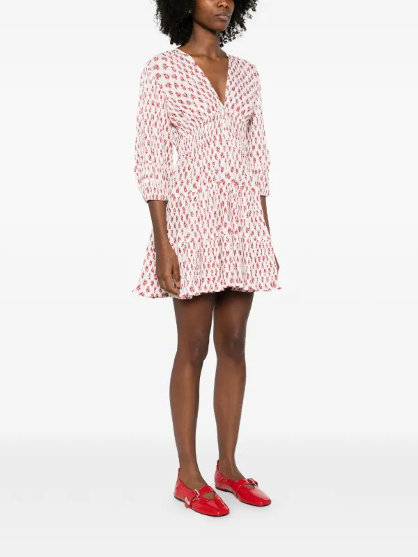 maje patterned pleated dress Maje Women's Patterned pleated Mini dress - Blue - size 36 FR/4 US