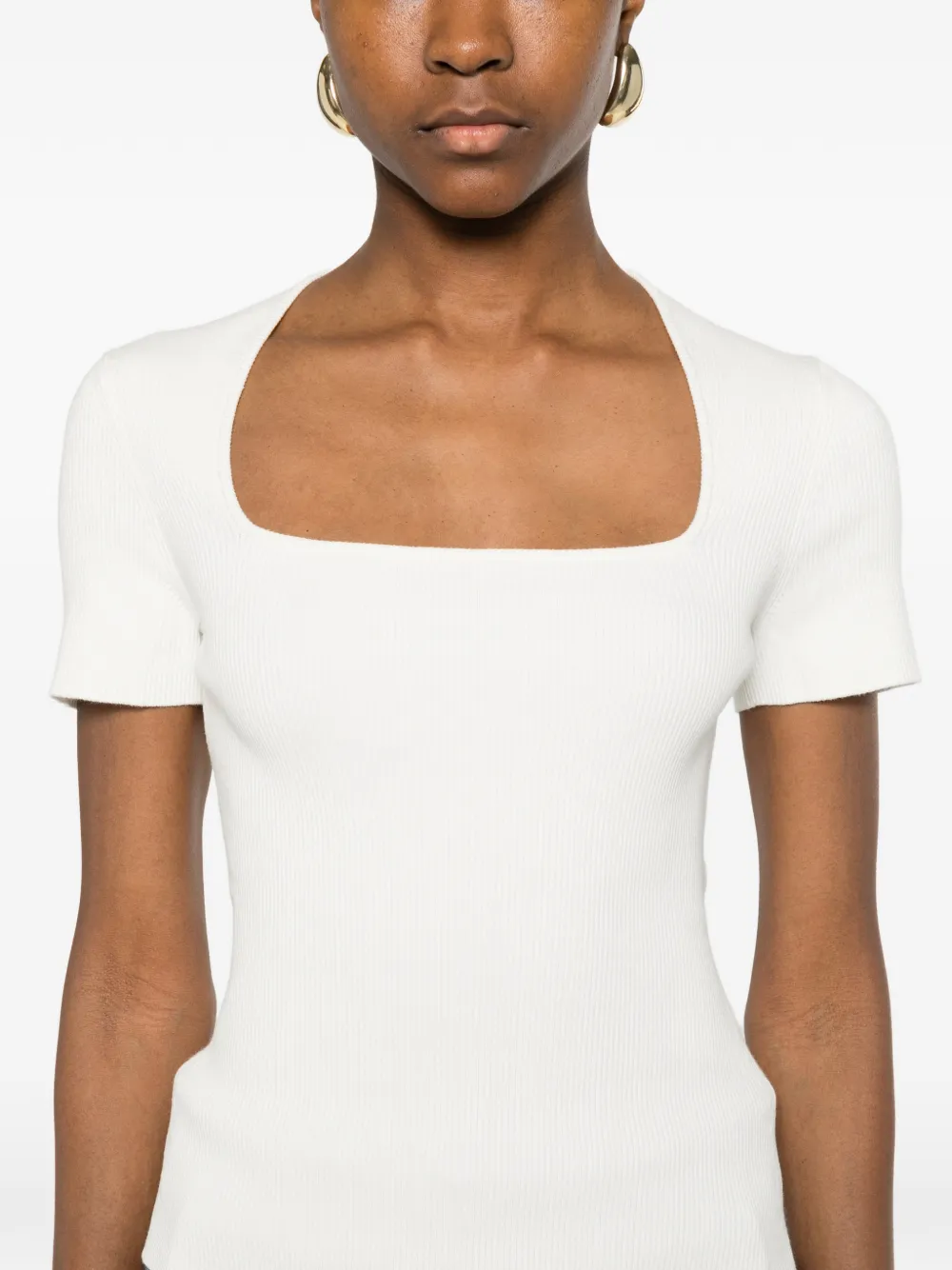 Maje T-shirt met vierkante hals Wit