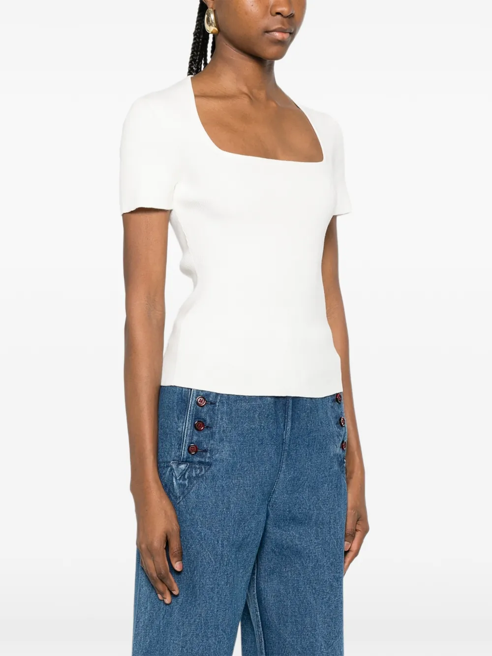  Maje Square-neck T-shirt - White 