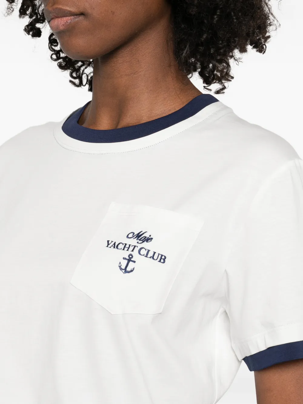 Maje T-shirt met contrasterende afwerking en print Wit