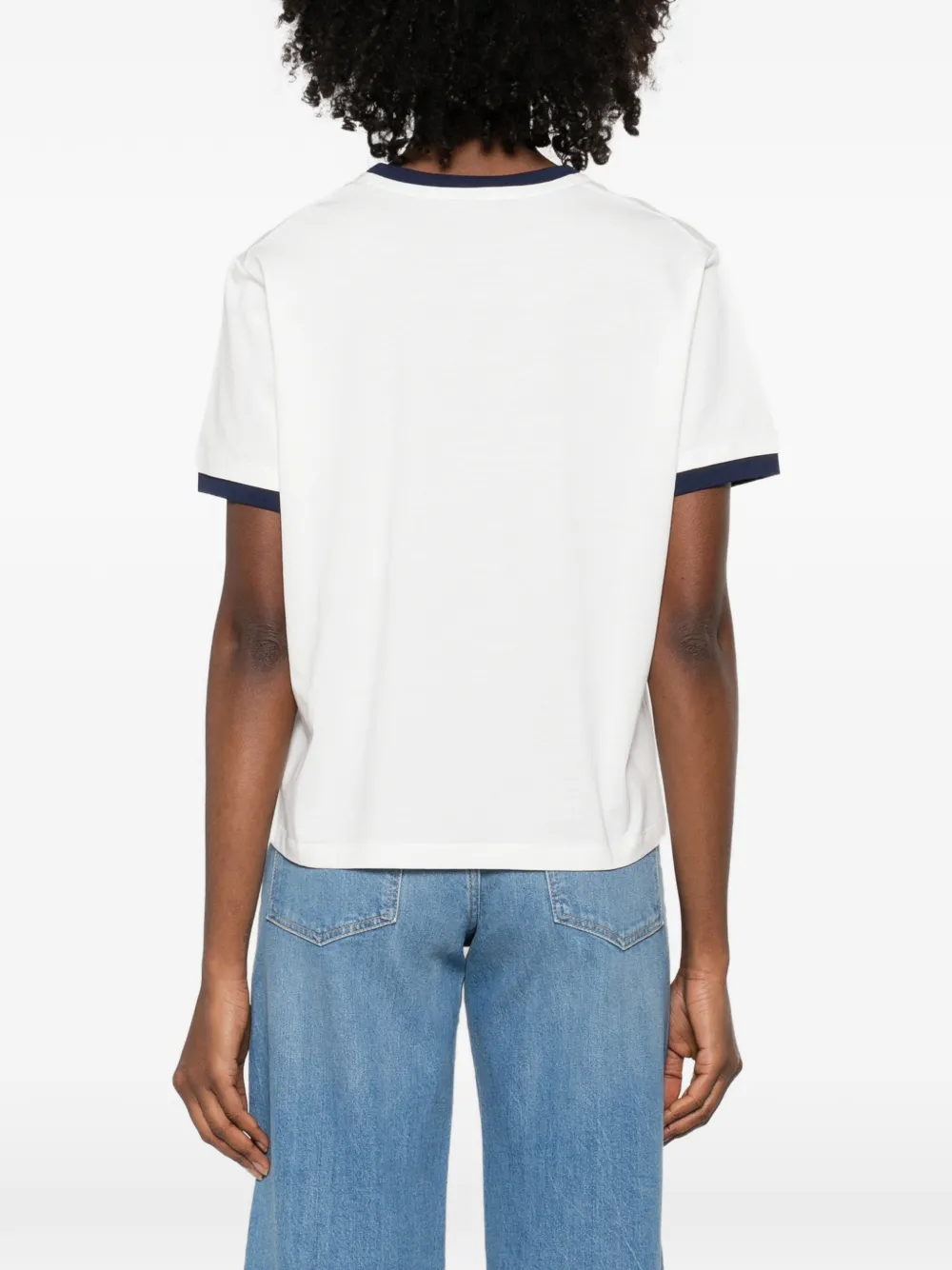 Maje T-shirt met contrasterende afwerking en print Wit