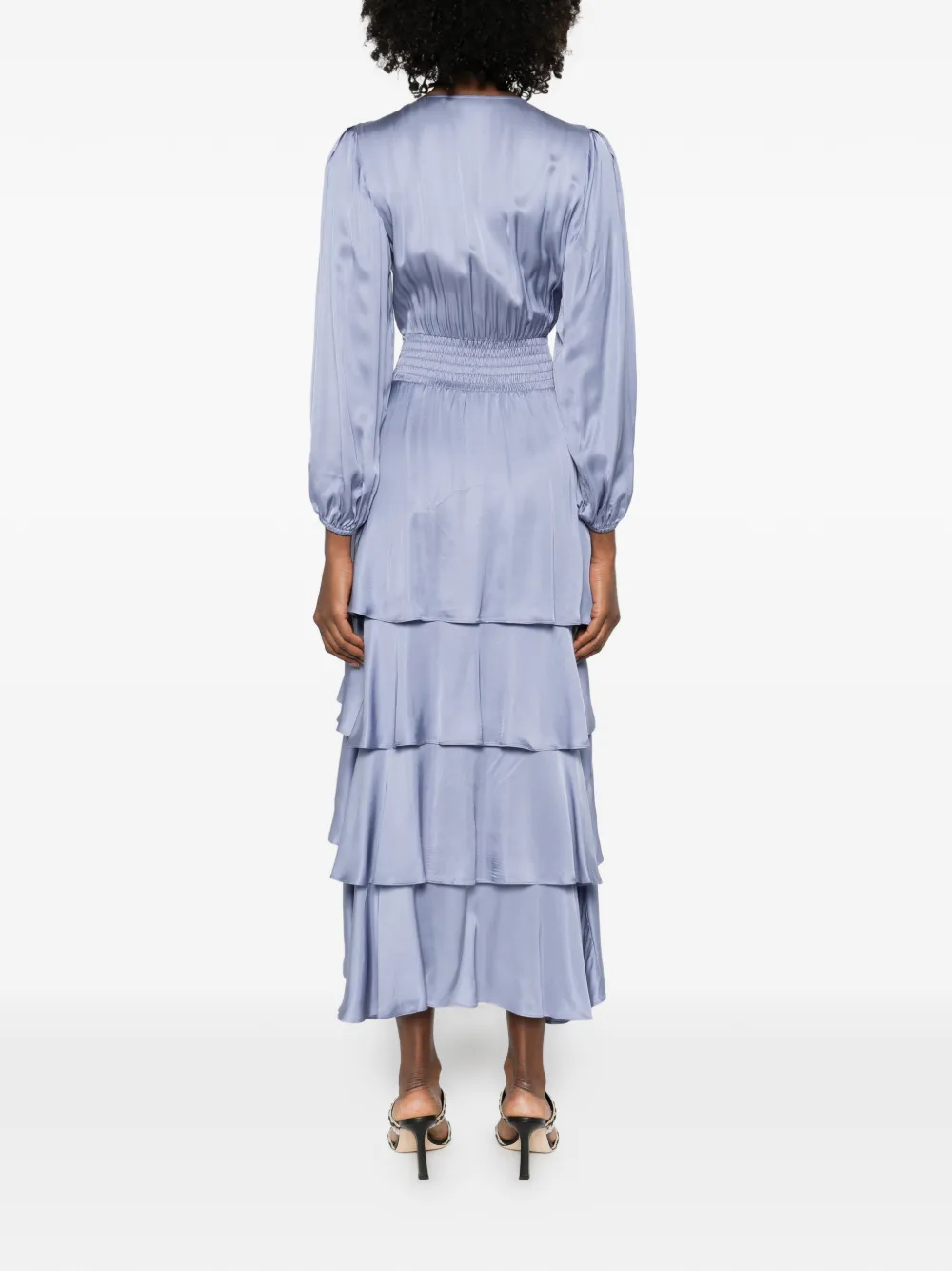 Ruffled V-Neck Midi Dress