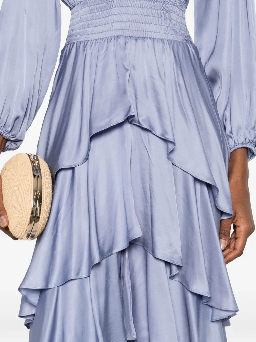 Ruffled V-Neck Midi Dress