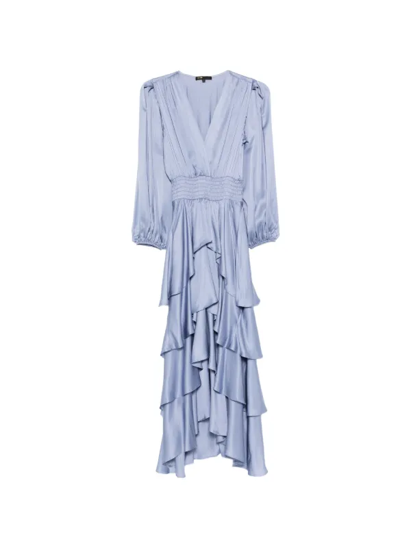 lurex midi dress One Sleeve Frill Lurex Midi Dress - Blue