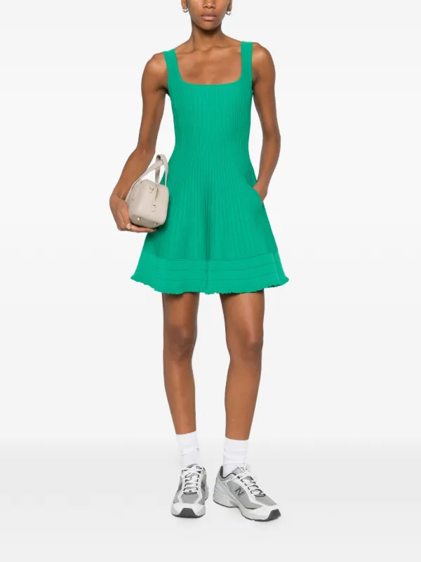 Maje square-neck Sleeveless Mini Dress | Green | FARFETCH