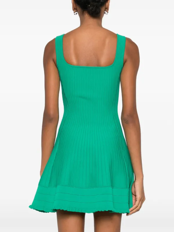 Maje square-neck Knitted Mini Dress | Green | FARFETCH