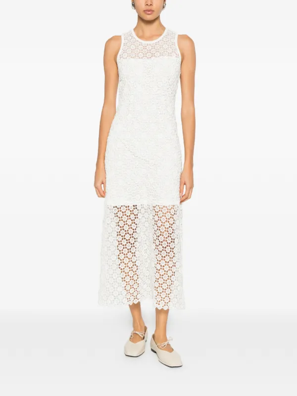 Maje Lace Knitted Dress | White | FARFETCH JO