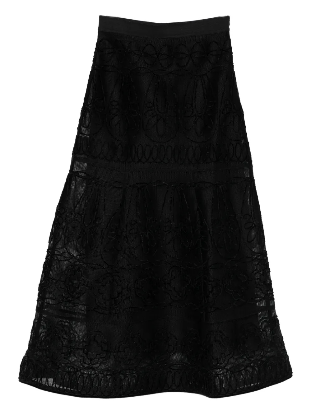 Maje Gonna midi a fiori - Nero