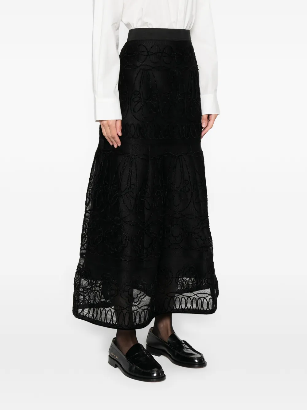  Maje Floral Midi Skirt - Black 