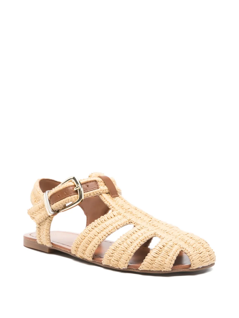 Maje Geweven sandalen met gesp Beige