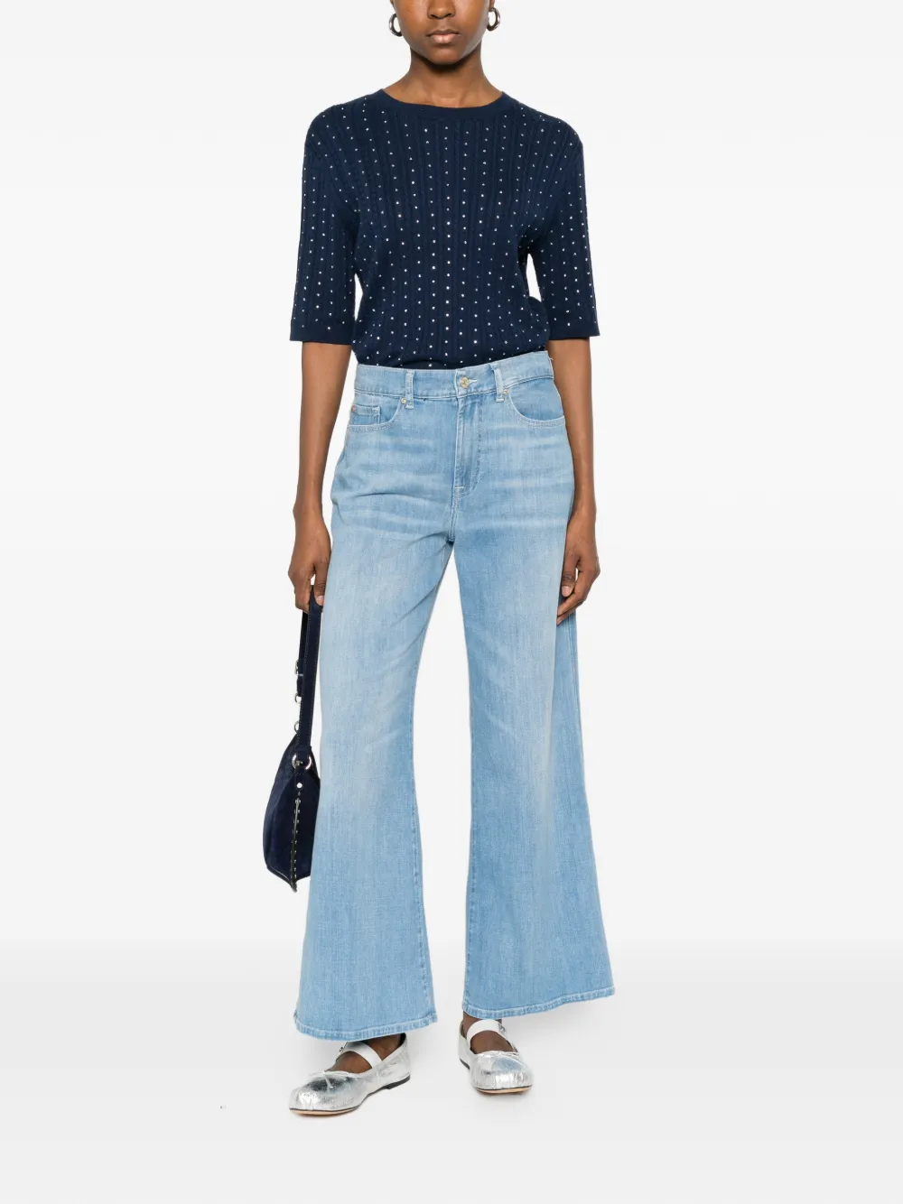  Maje Embellished Crew-neck T-shirt - Blue 