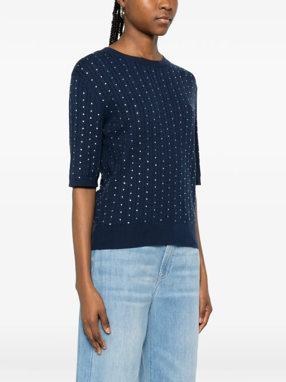  Maje Embellished Crew-neck T-shirt - Blue 