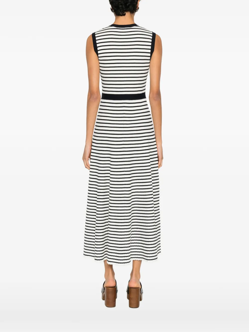 Maje Midi-jurk met knoopsluiting en Bretonse streep Wit