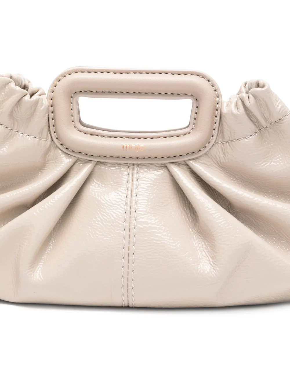 Maje Naplak Milpli leren mini-clutch Beige