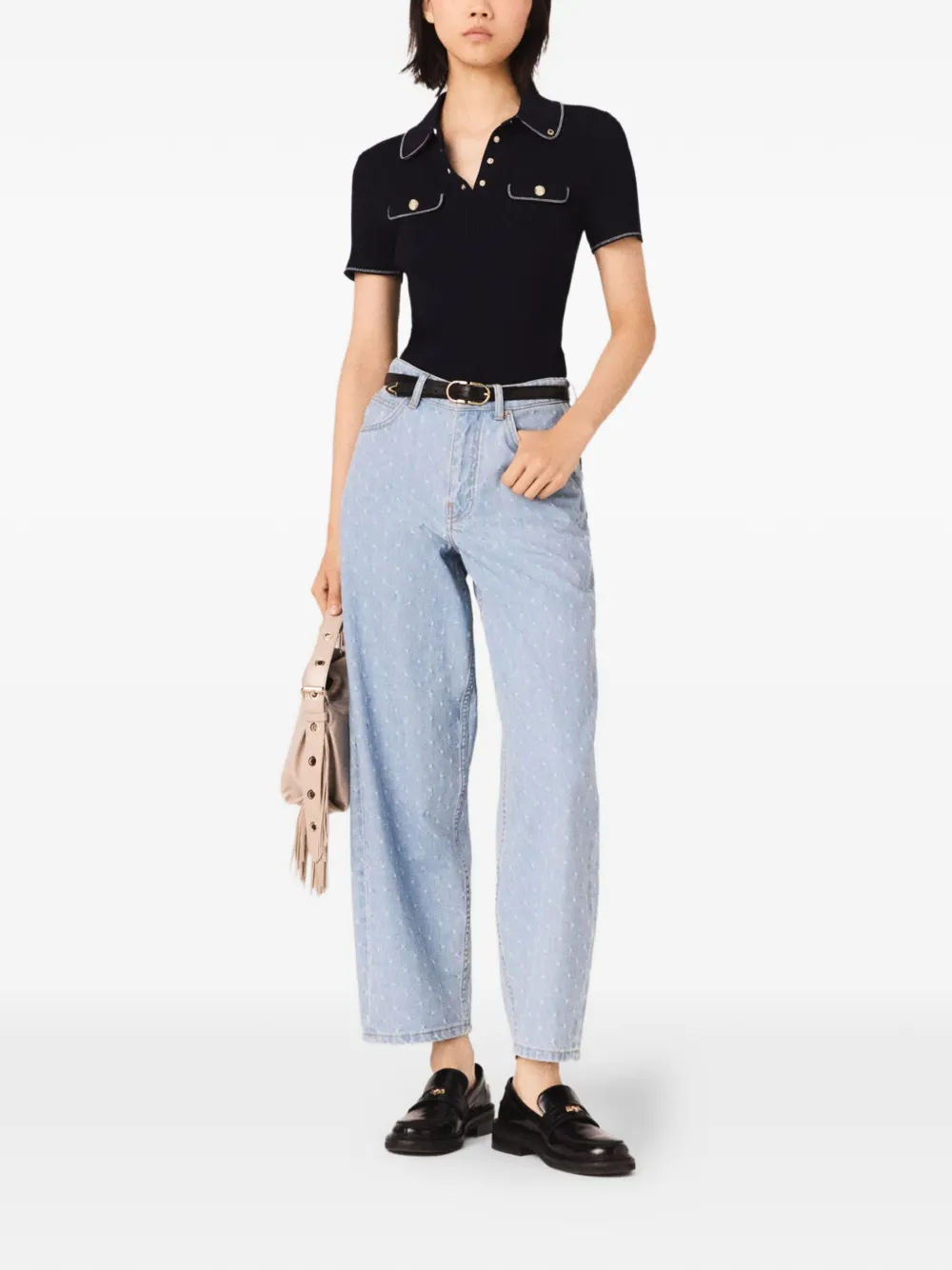 Maje Poloshirt met korte mouwen Zwart