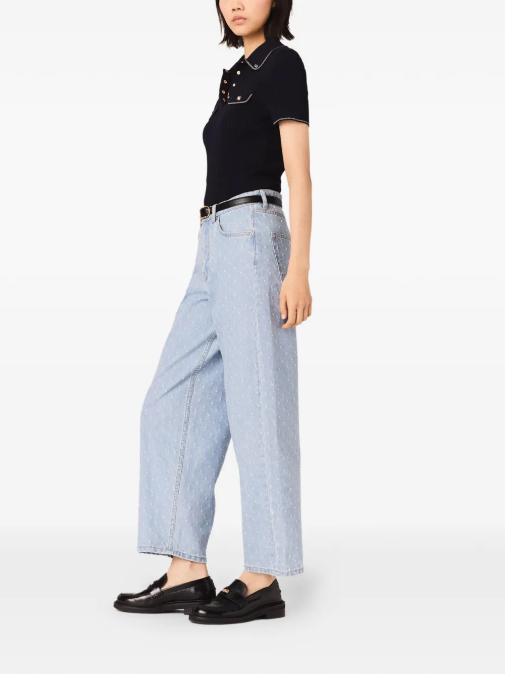 Maje Poloshirt met korte mouwen Zwart