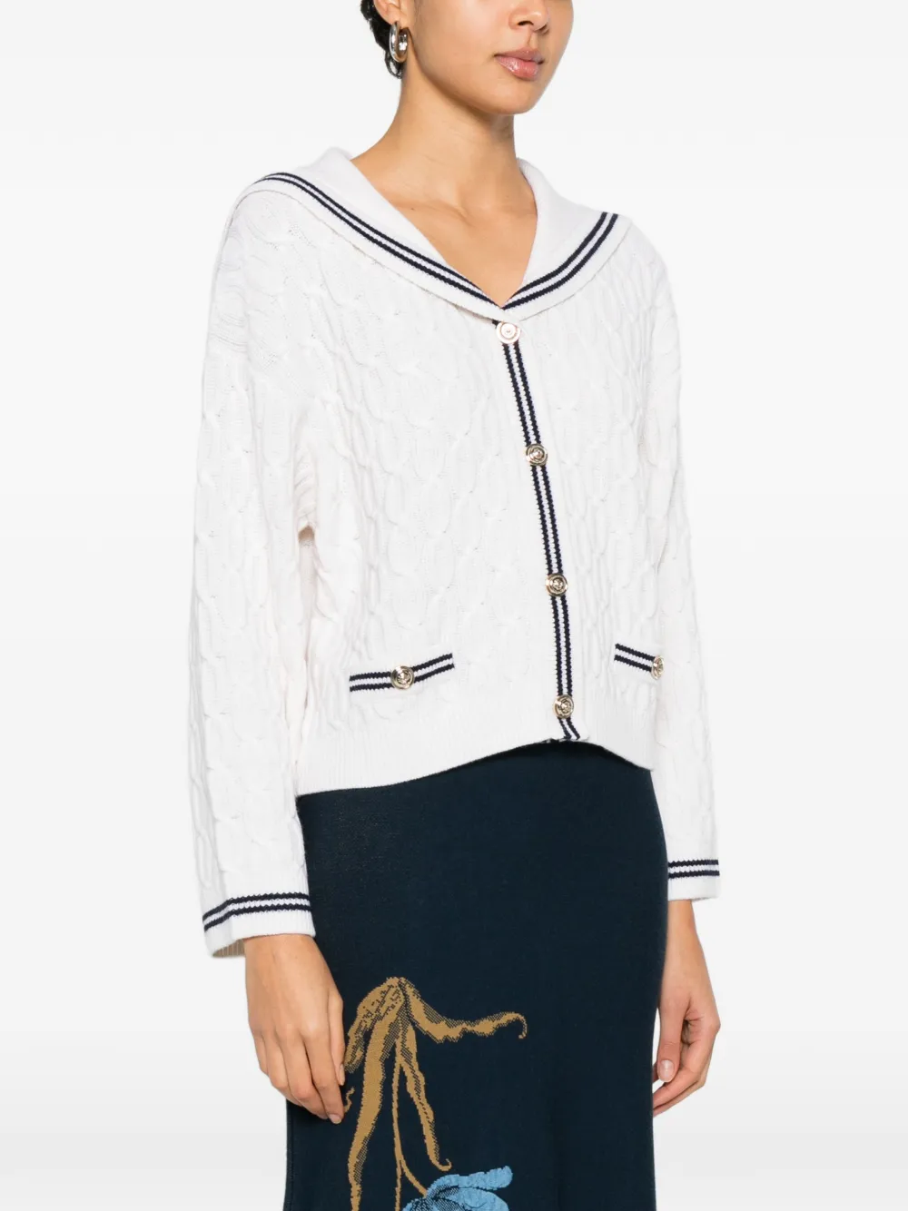  Maje Cardigan à Rayures - Blanc 
