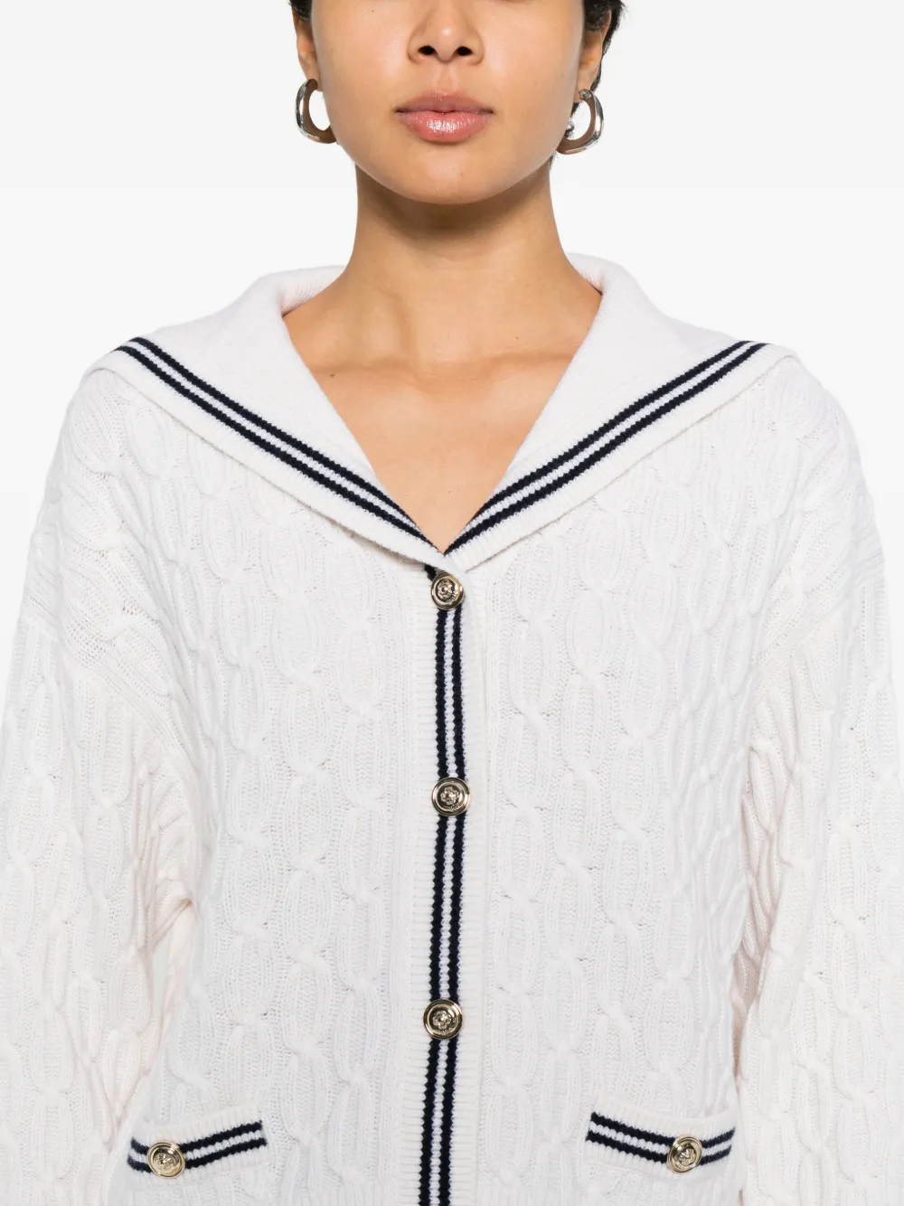 Maje Kabelgebreid vest met boothals Wit