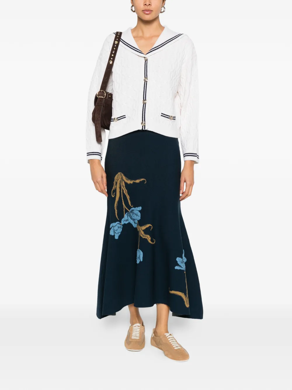  Maje Cardigan à Rayures - Blanc 