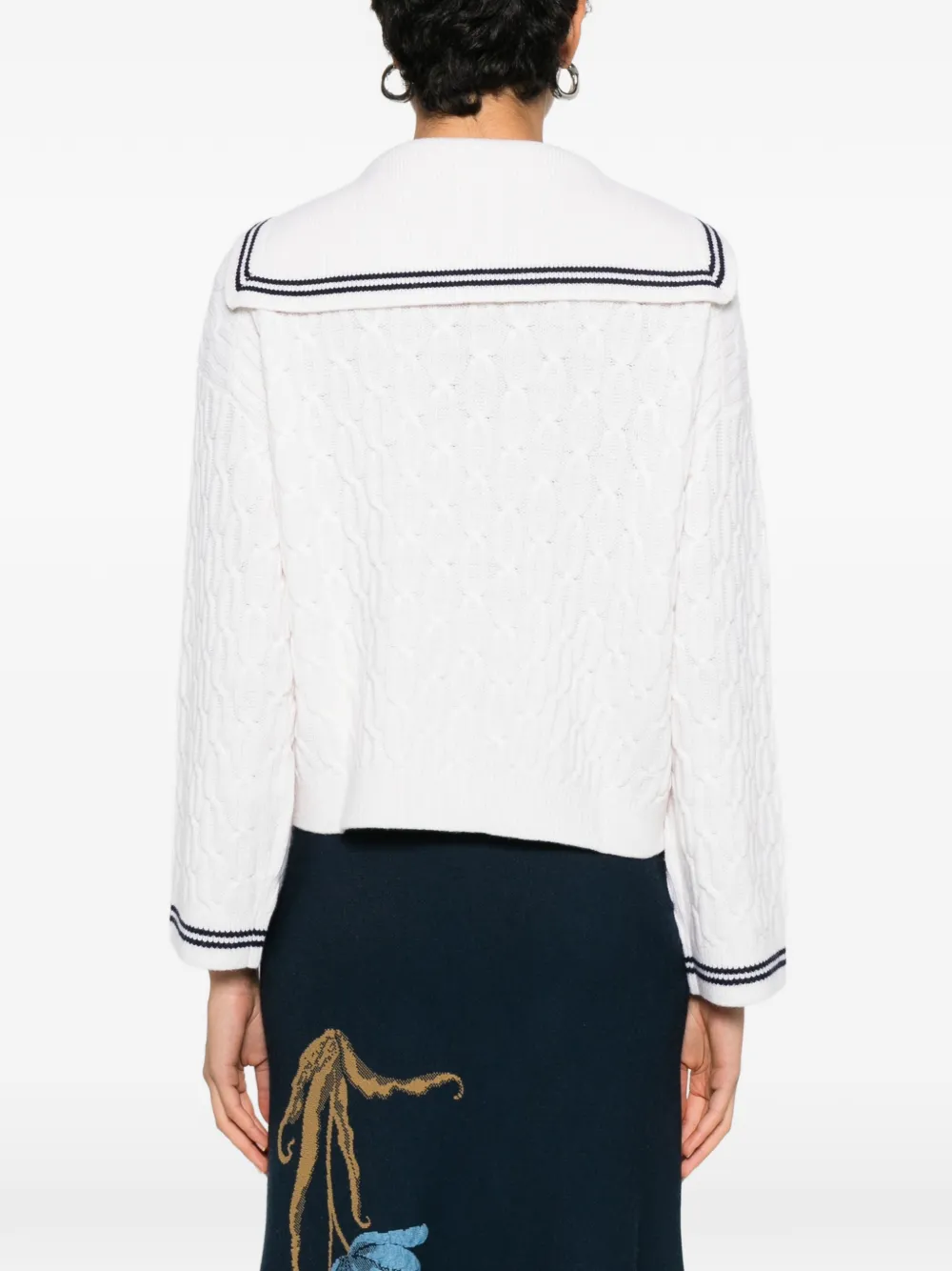 Maje Kabelgebreid vest met boothals Wit