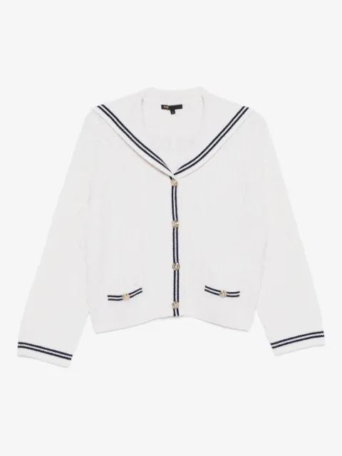 Maje boat neck cable-knit cardigan