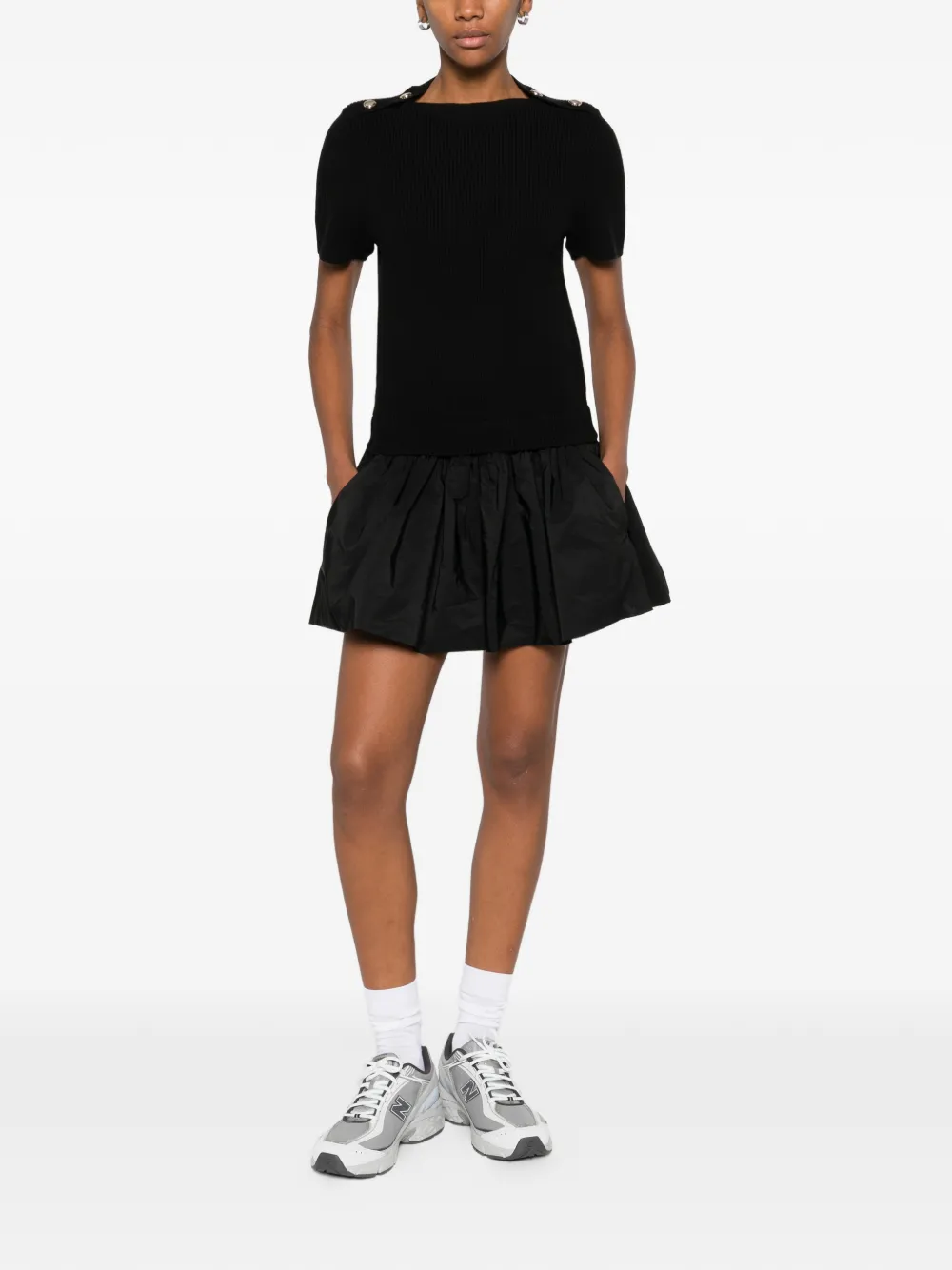 Maje Mini-jurk met korte mouwen en afwerking - Zwart