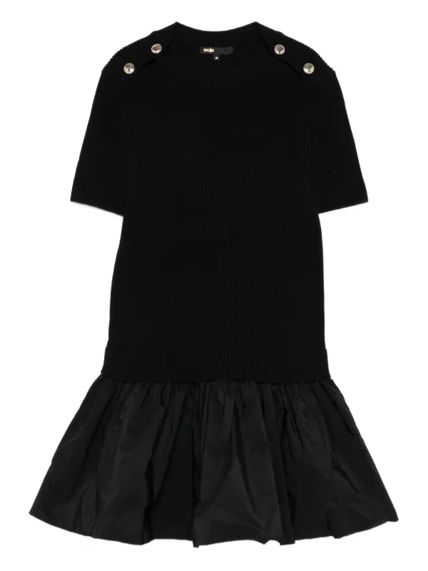 black balloon mini dress Bow-Detail Ruched Bubble Hem Mini Dress in Black - 4 main image 0