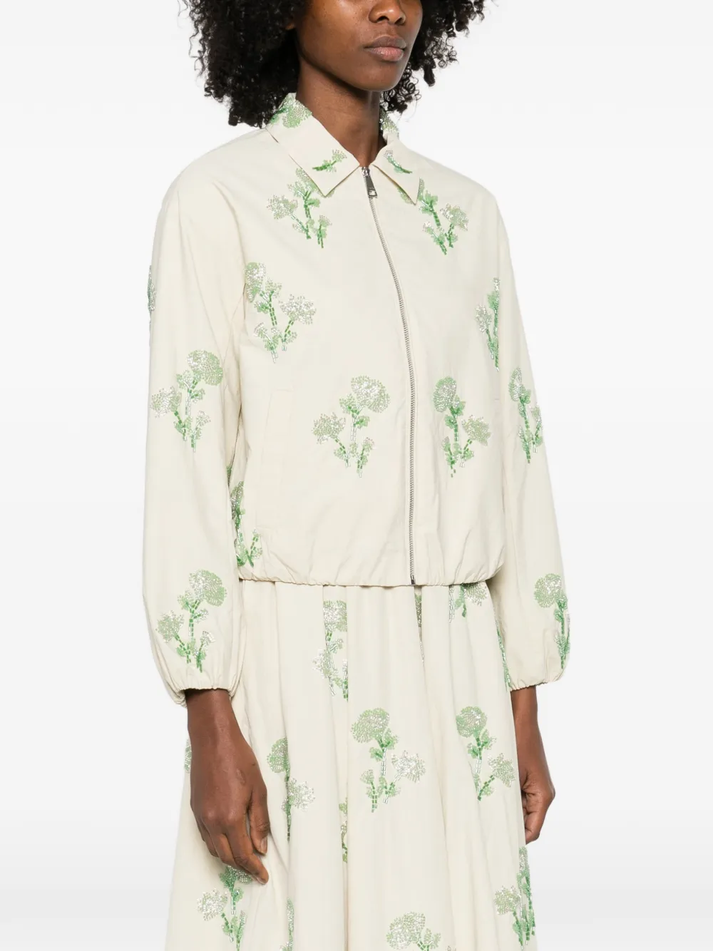  Maje Floral Zip Jacket - Neutrals 