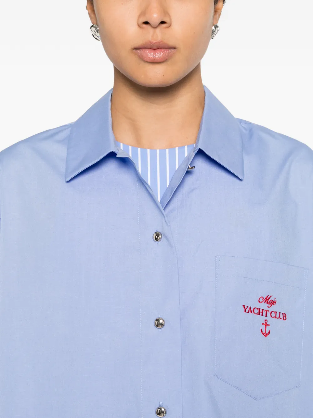 Maje Blouse met geborduurd logo Blauw