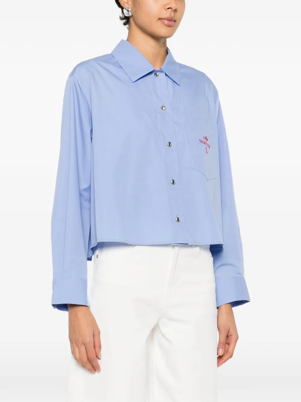 Maje Blouse met geborduurd logo Blauw