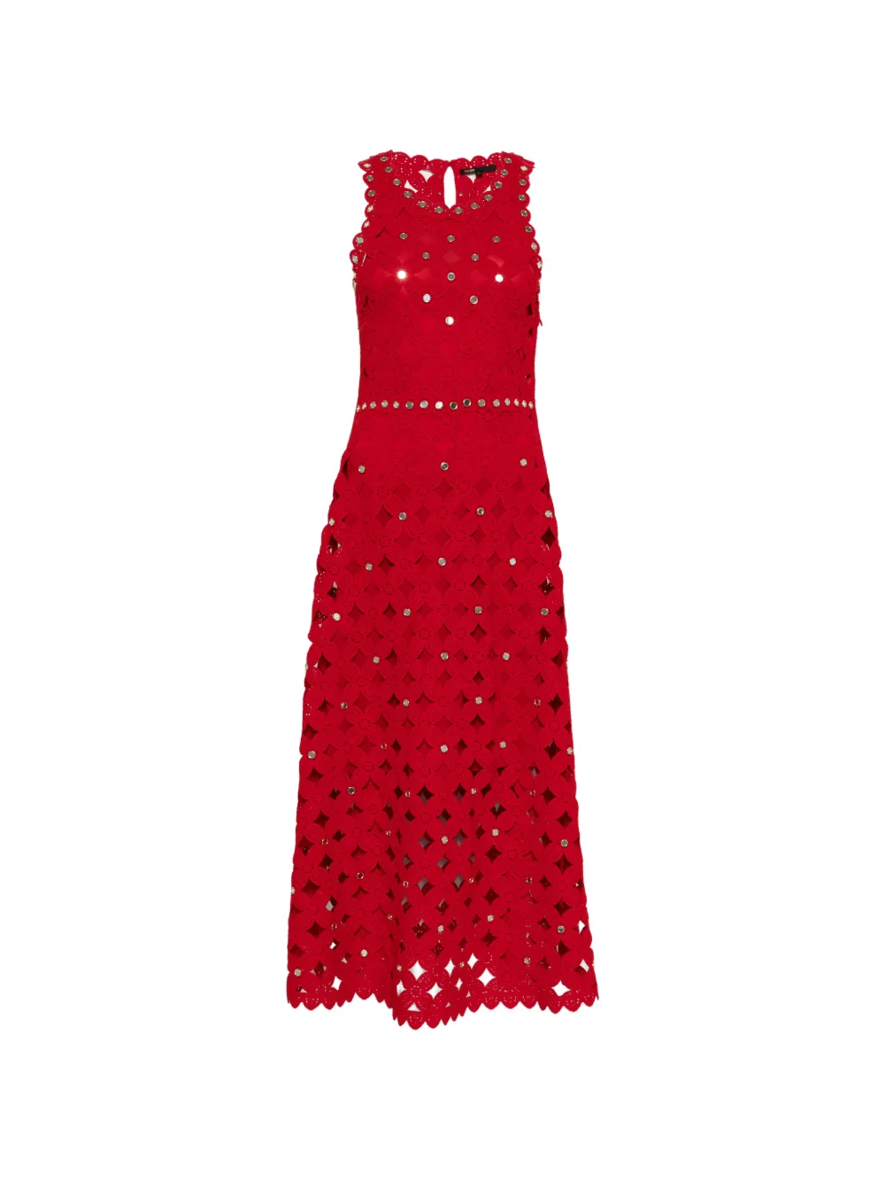 Maje Abito midi con bordo a smerlo - Rosso