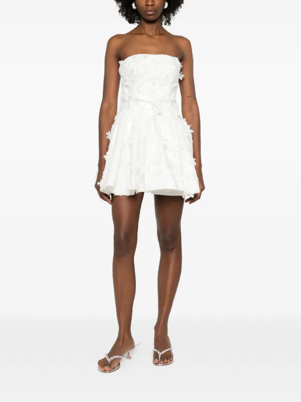 Maje Strapless Floral Appliqu Mini Dress - White