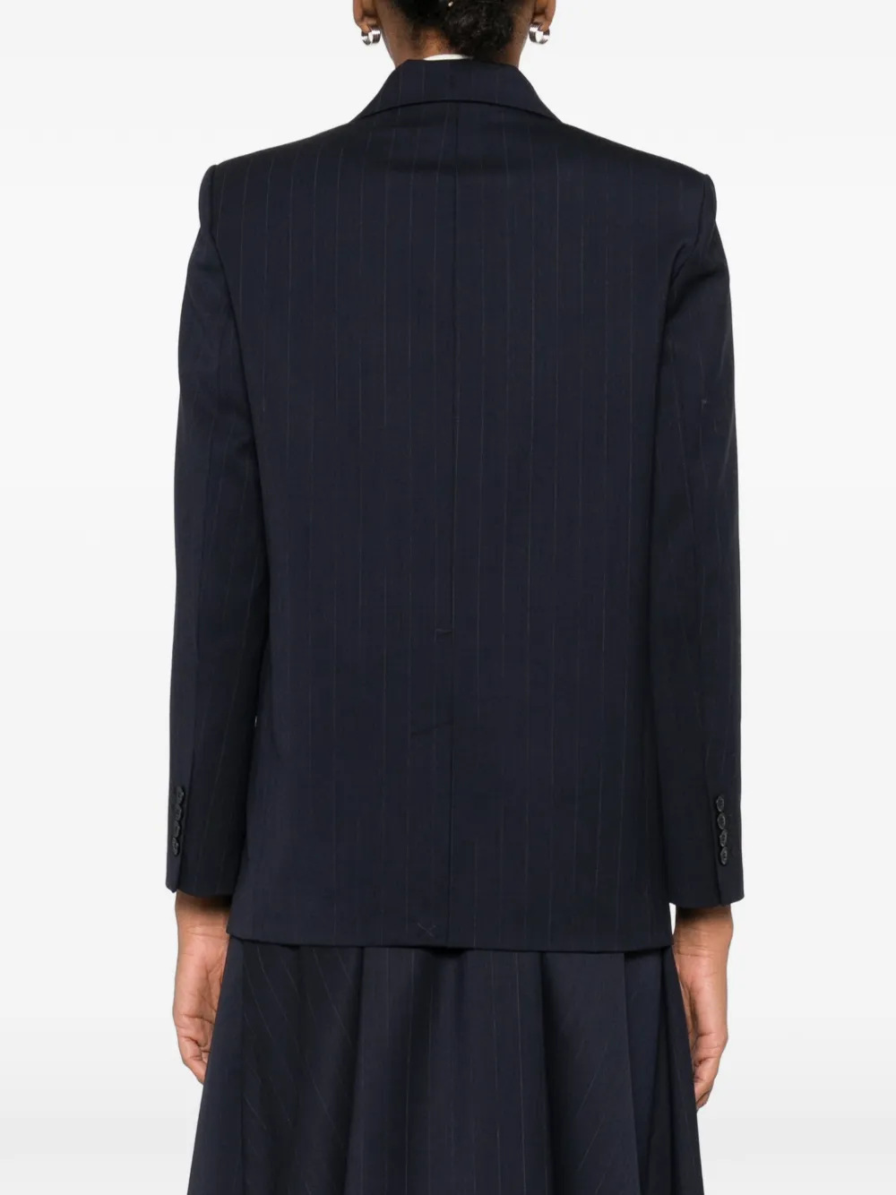 Maje Blazer met krijtstreep en enkele rij knopen Blauw