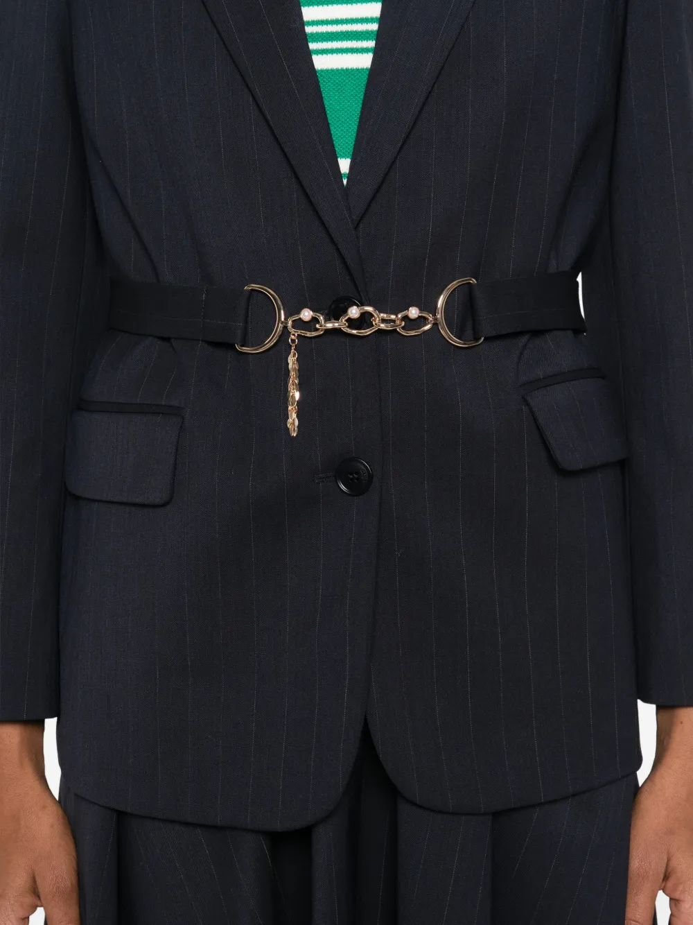 Maje Blazer met krijtstreep en enkele rij knopen Blauw