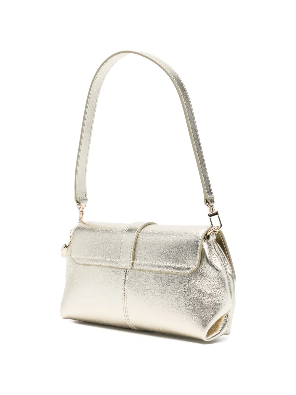  Maje Small Miss Walk Buckle-detail Leather Shoulder Bag - Gold 