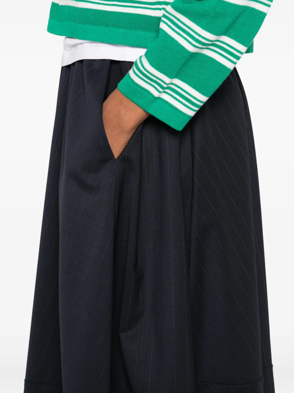 Maje Gestreepte midi-rok met elastische taille Blauw