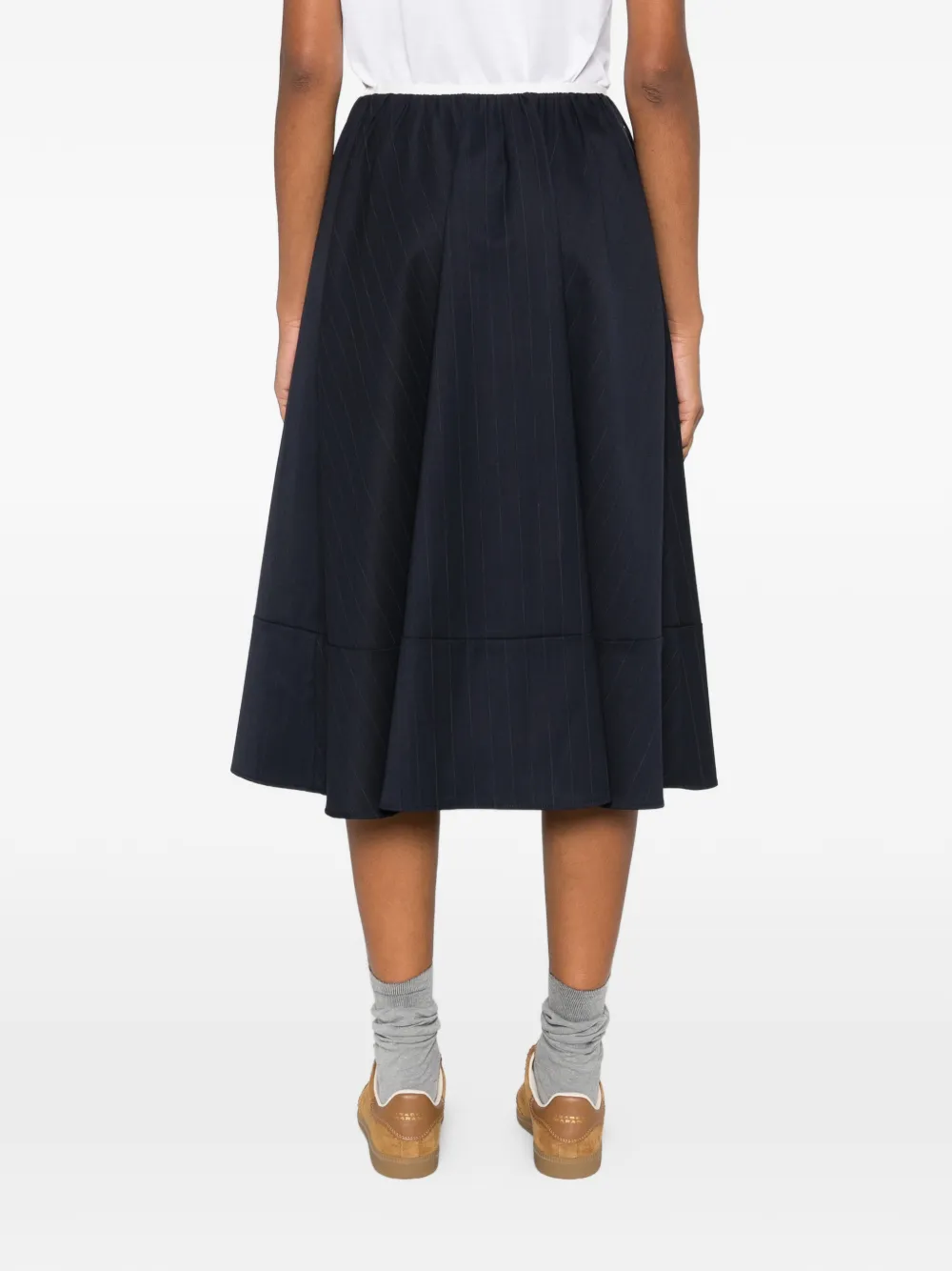 Maje Gestreepte midi-rok met elastische taille Blauw