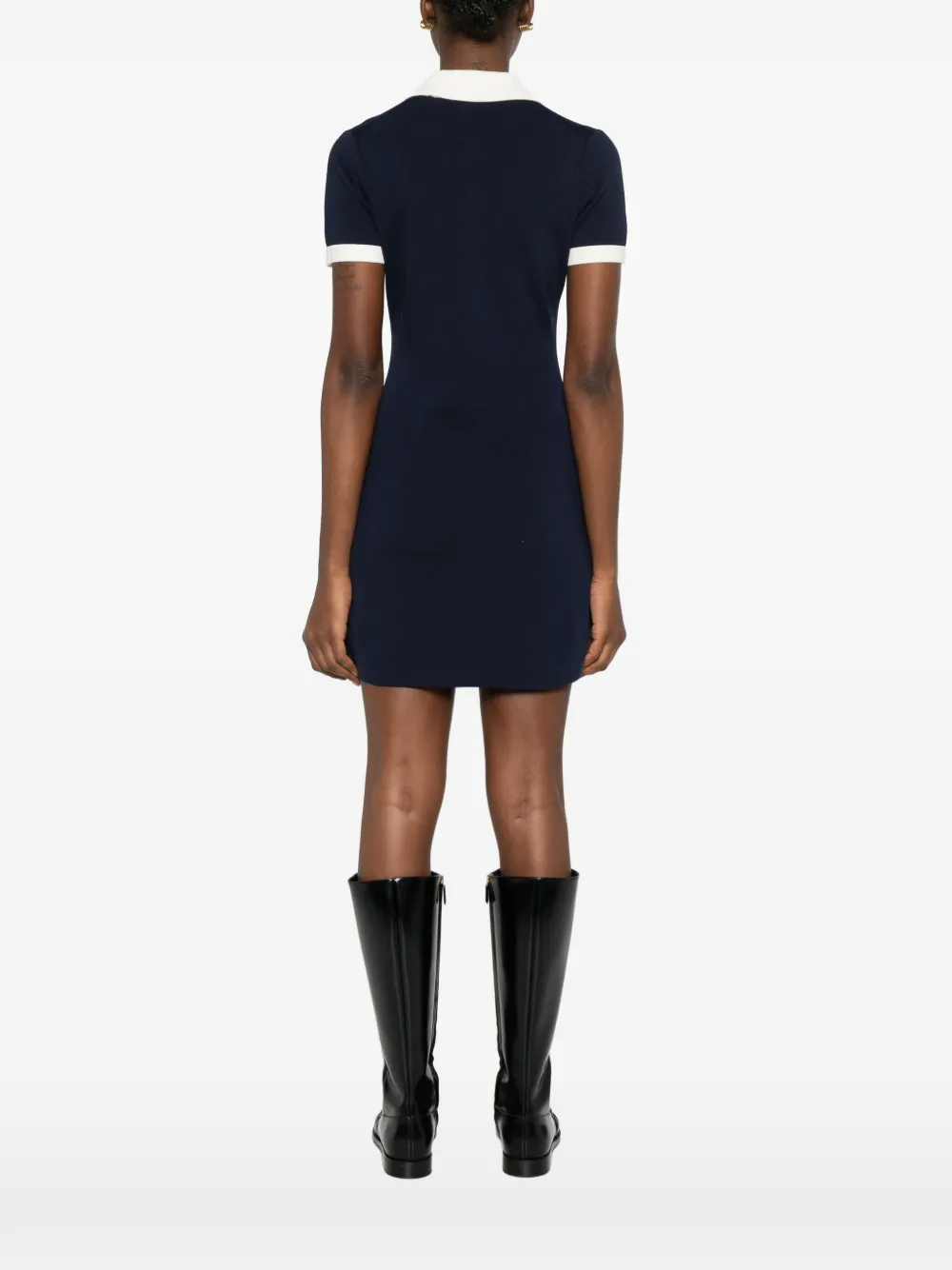 Maje Gebreide mini-jurk met kraag met knopen Blauw