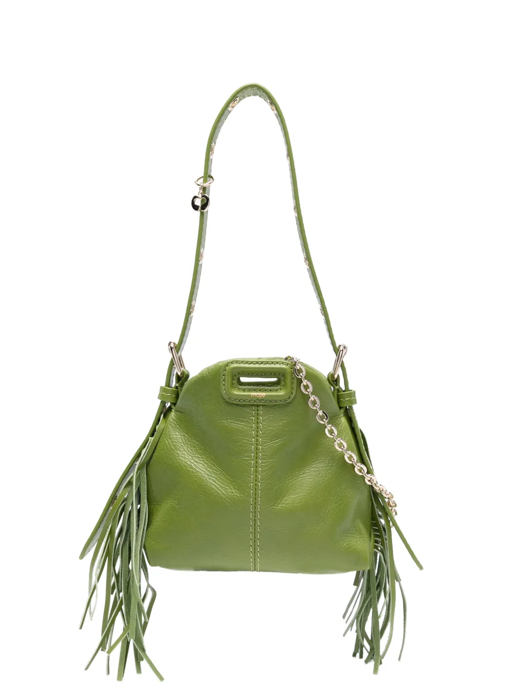 Maje Borsa tote Miss M mini con frange - Verde