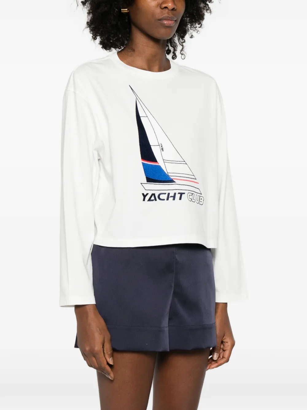 Maje Yacht Club T-shirt met borduurwerk Wit
